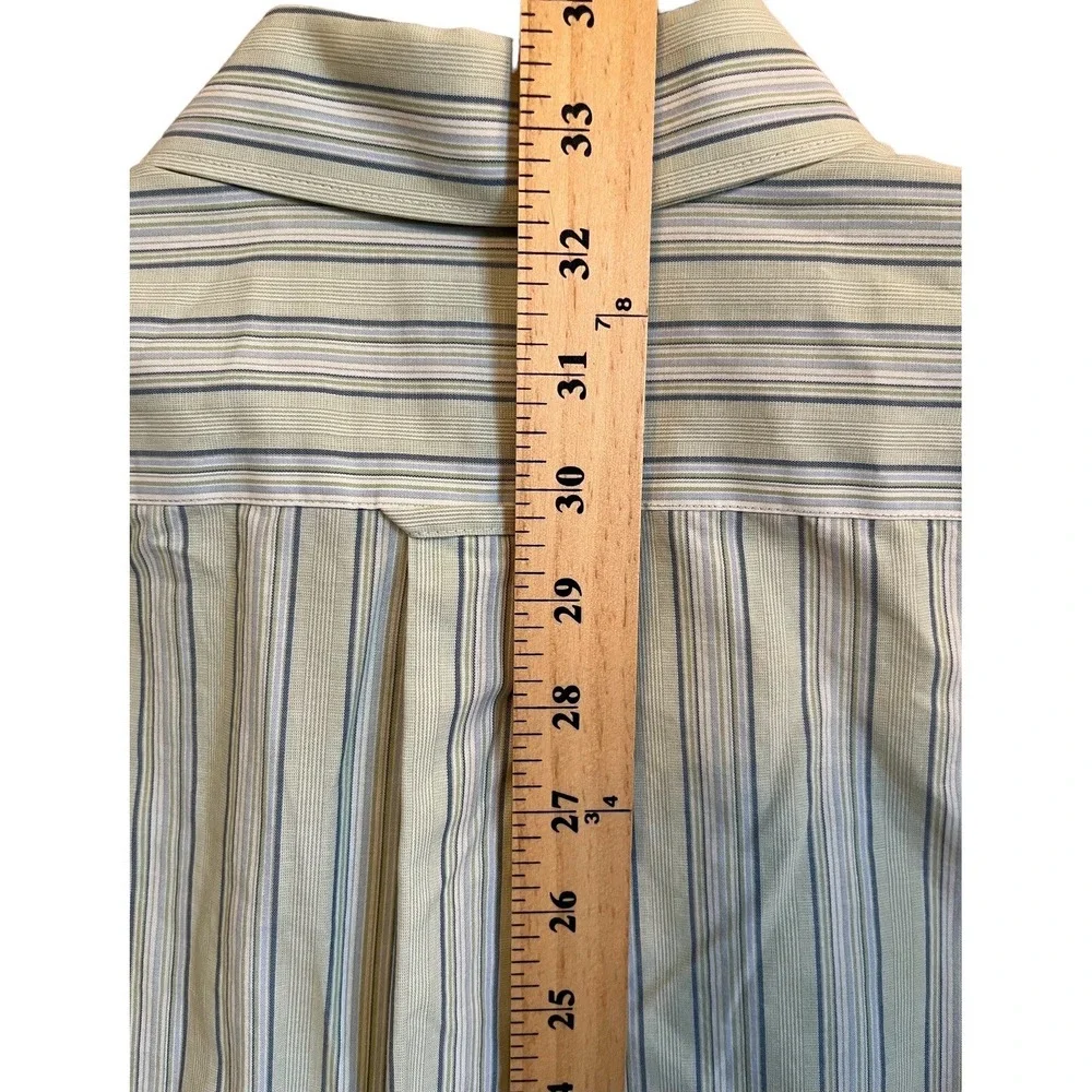 Dockers Dress Shirt Mens 16-16.5 34/35 Yellow Blue Striped Long Sleeve Career